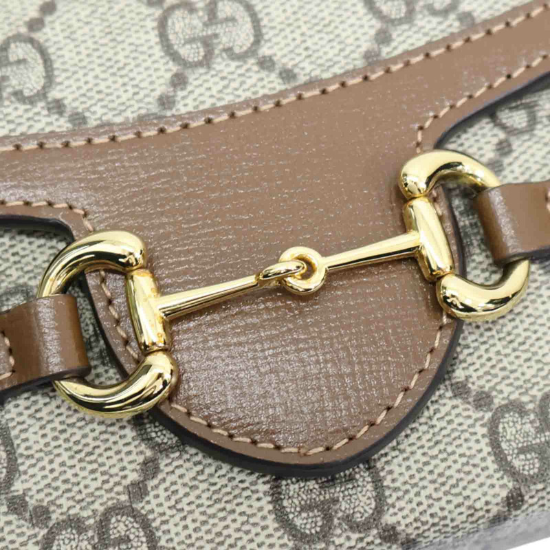 烏木色 GG Supreme帆布 1955 Horsebit 肩背包【GUCCI 古馳】 699296-12