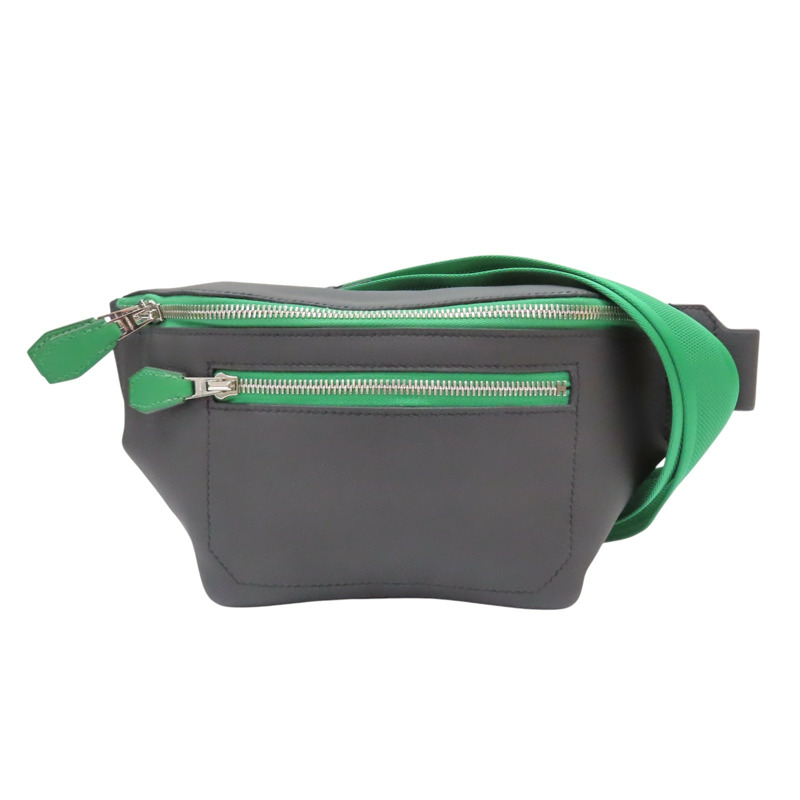 黑/仙人掌綠 Cristobal牛皮 Cityslide PM 腰包 D刻【HERMES 愛馬仕】-0