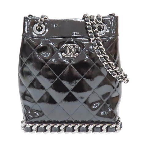 黑色 菱格紋 漆皮 小型水桶包 肩背包 AS5871【CHANEL 香奈兒】 AS5871