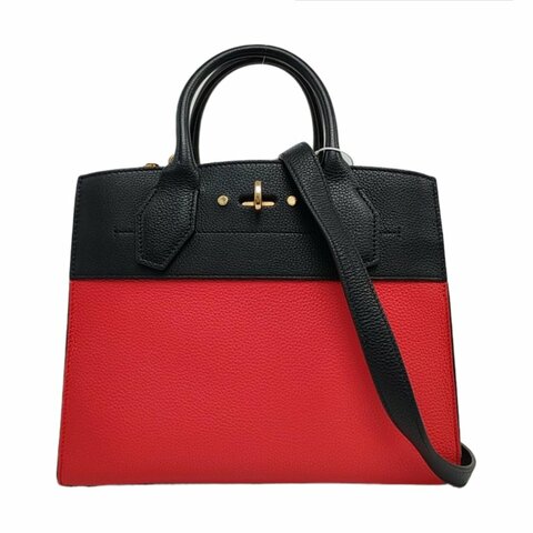 LOUIS VUITTON CITY STEAMER 小號紅色牛皮蒸汽包單肩包手提包金色五金可拆卸肩帶