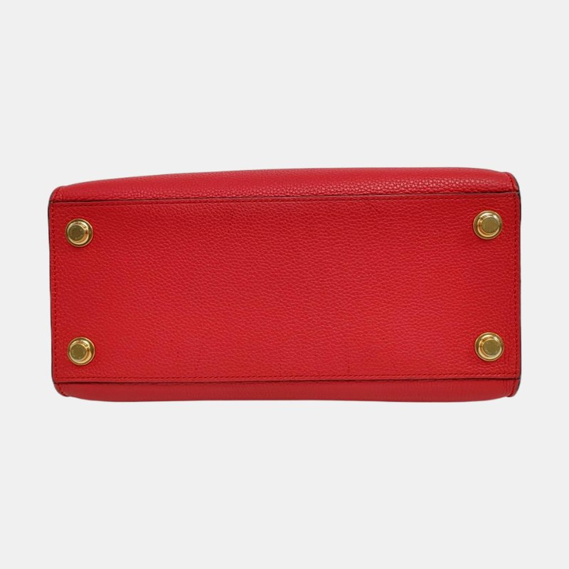 LOUIS VUITTON CITY STEAMER 小號紅色牛皮蒸汽包單肩包手提包金色五金可拆卸肩帶-5