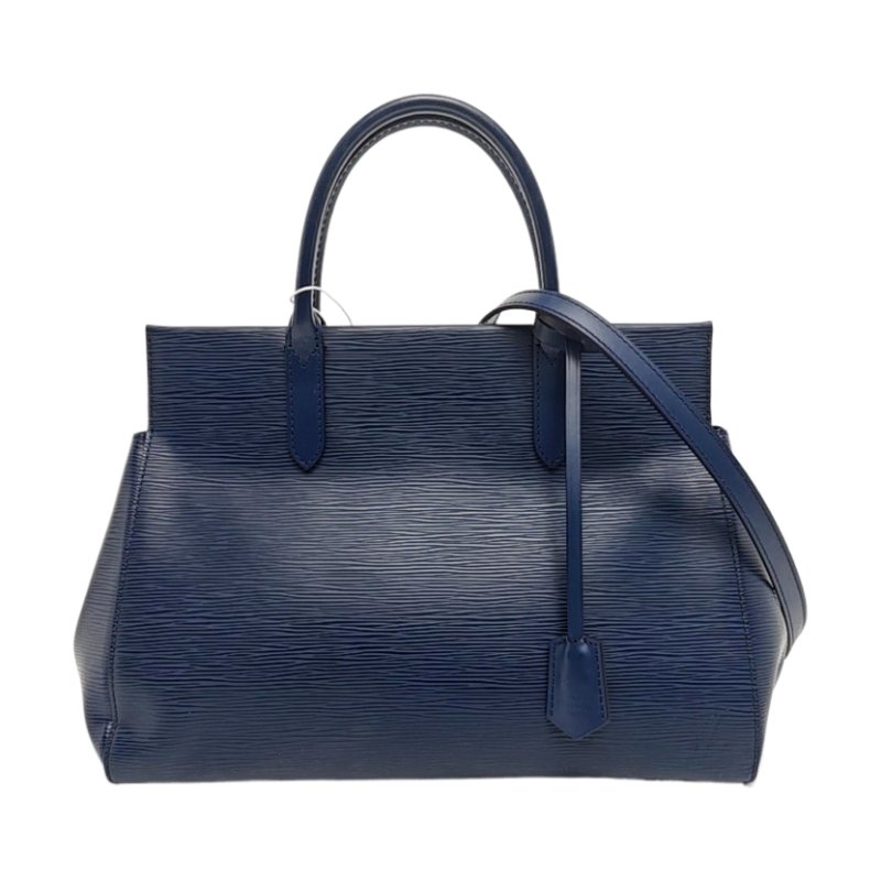 LOUIS VUITTON MARLY中號藍色EPI牛皮水波紋單肩包手提包銀色五金可拆卸肩帶-0