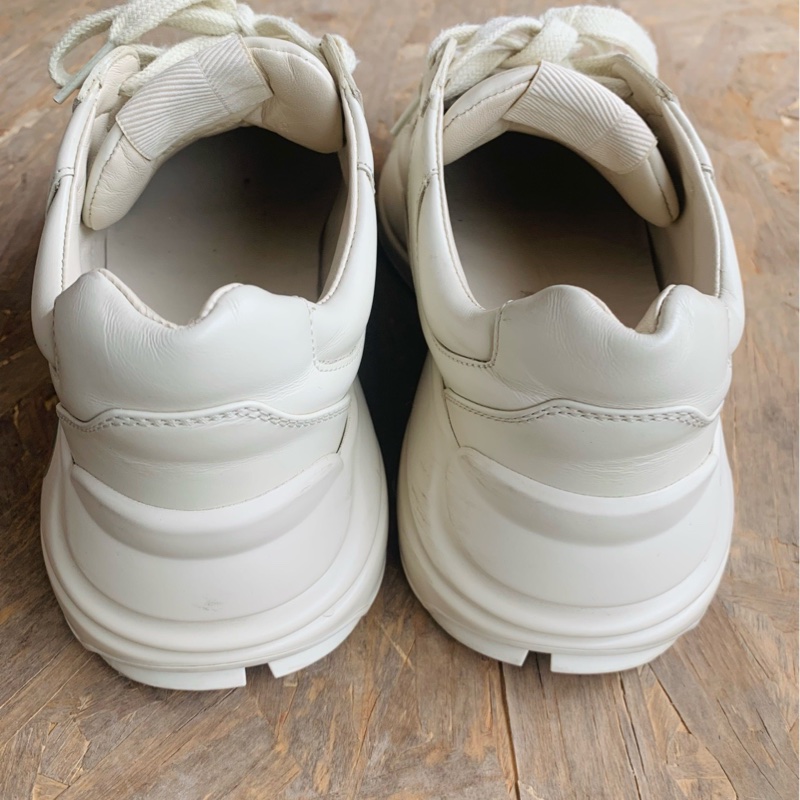 97新Gucci古馳 米色經典腰帶logo厚底系幫老爹鞋 36.5碼經典紅綠配色和品牌標識-4