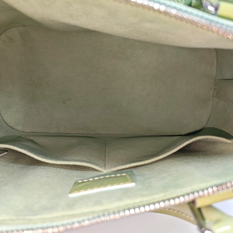 LOUIS VUITTON ALMA小號淺綠色EPI牛皮水波紋壓紋貝殼包手提包銀色五金-6