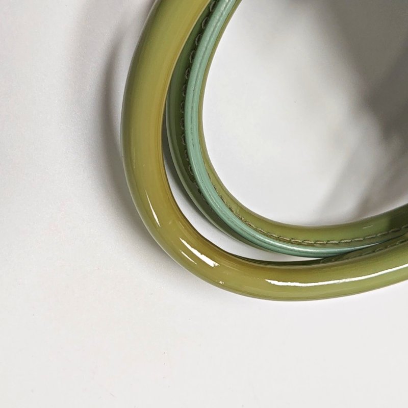 LOUIS VUITTON ALMA小號淺綠色EPI牛皮水波紋壓紋貝殼包手提包銀色五金-9