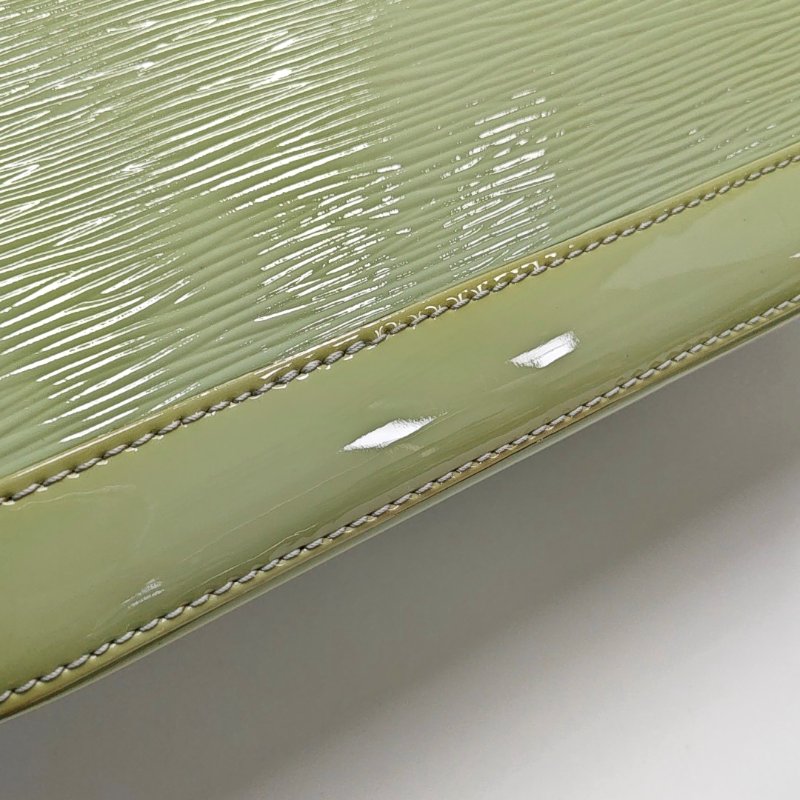 LOUIS VUITTON ALMA小號淺綠色EPI牛皮水波紋壓紋貝殼包手提包銀色五金-13