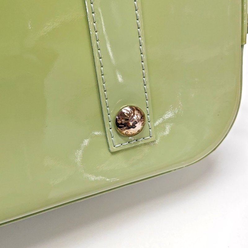LOUIS VUITTON ALMA小號淺綠色EPI牛皮水波紋壓紋貝殼包手提包銀色五金-15