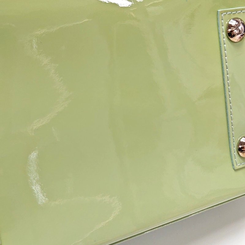LOUIS VUITTON ALMA小號淺綠色EPI牛皮水波紋壓紋貝殼包手提包銀色五金-16