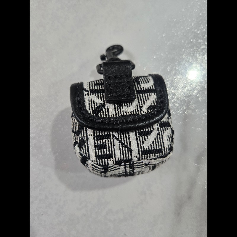 KENZO緹花手機包LOGO印花二合一零錢包手機包斜背包黑/白-6