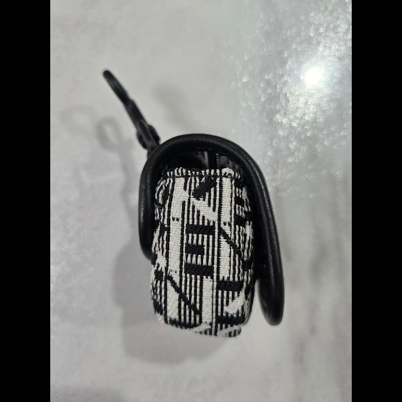 KENZO緹花手機包LOGO印花二合一零錢包手機包斜背包黑/白-7