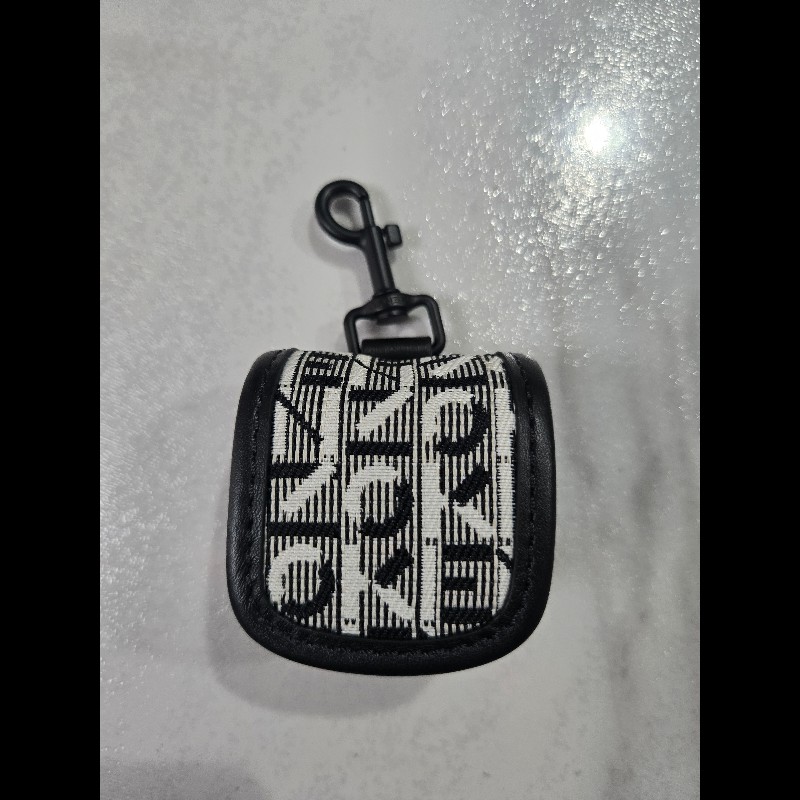 KENZO緹花手機包LOGO印花二合一零錢包手機包斜背包黑/白-8