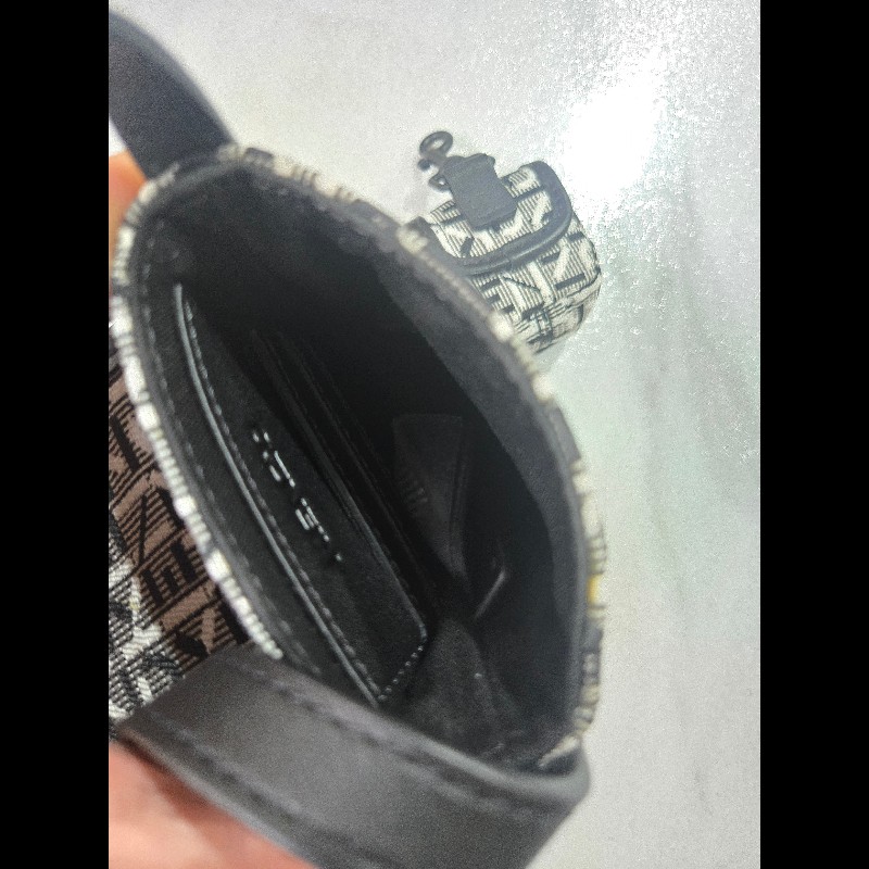 KENZO緹花手機包LOGO印花二合一零錢包手機包斜背包黑/白-13