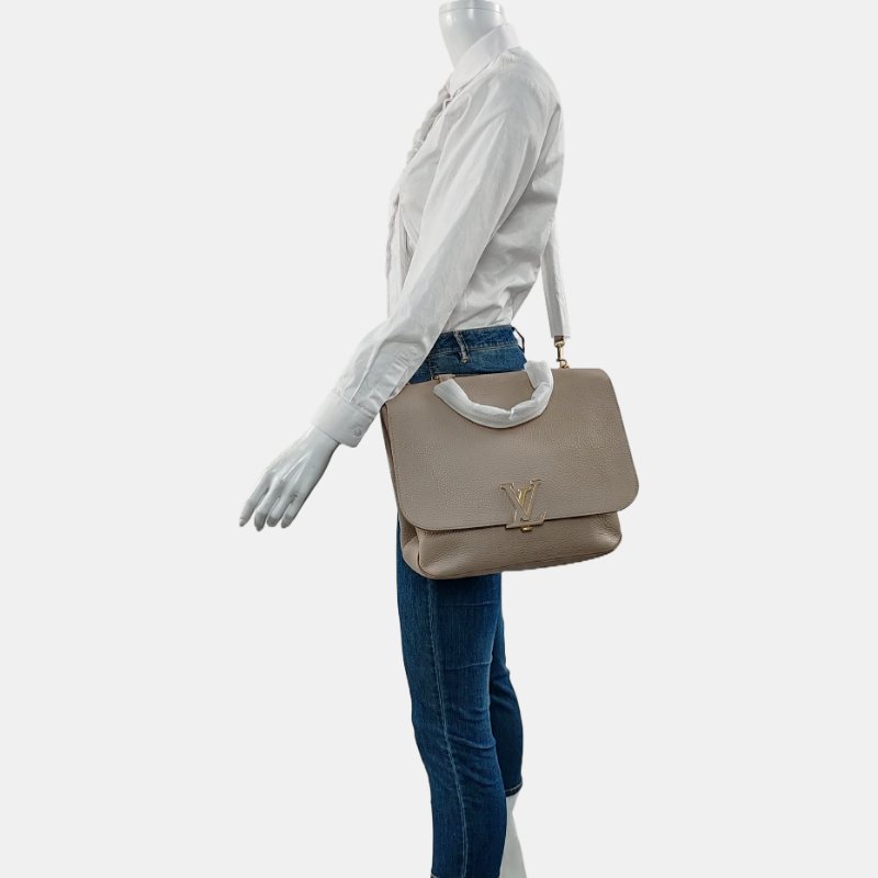 LOUIS VUITTON VOLTA灰色牛皮單肩包手提包金色五金可拆卸肩帶-1