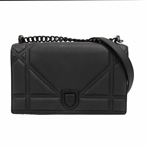 DIOR Diorama黑色牛皮斜挎包黑色五金可拆卸肩帶