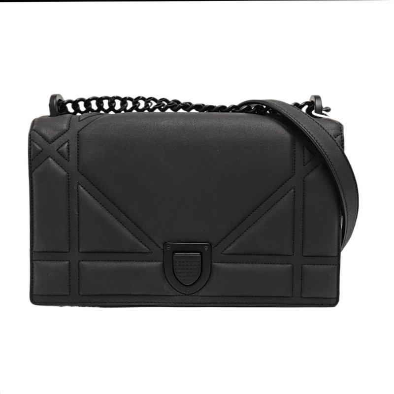 DIOR Diorama黑色牛皮斜挎包黑色五金可拆卸肩帶-0