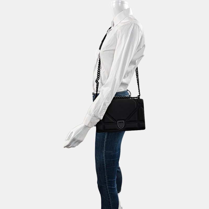 DIOR Diorama黑色牛皮斜挎包黑色五金可拆卸肩帶-1