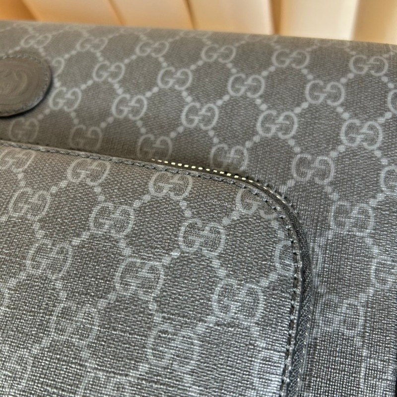 古馳Gucci  黑色老花行李箱拉杆箱登機箱 經典老花logo 做工精緻 容量大 拉杆順滑 萬向輪好推 旅行出差都很實用-8