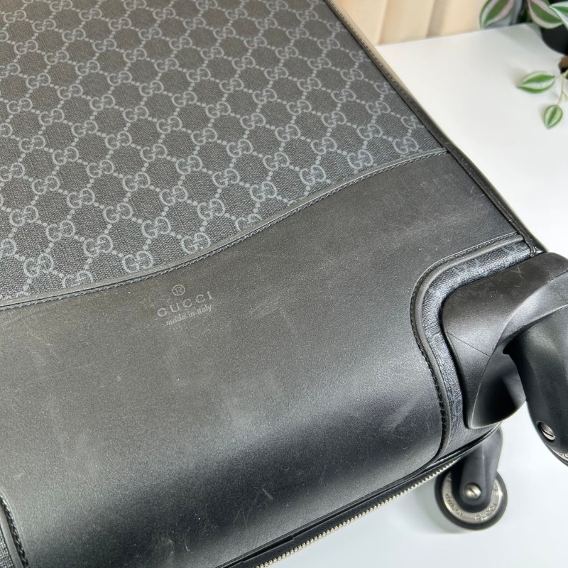 古馳Gucci  黑色老花行李箱拉杆箱登機箱 經典老花logo 做工精緻 容量大 拉杆順滑 萬向輪好推 旅行出差都很實用-11