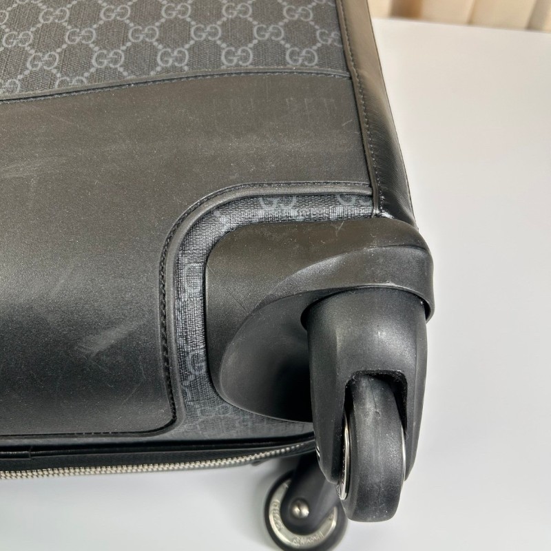古馳Gucci  黑色老花行李箱拉杆箱登機箱 經典老花logo 做工精緻 容量大 拉杆順滑 萬向輪好推 旅行出差都很實用-13