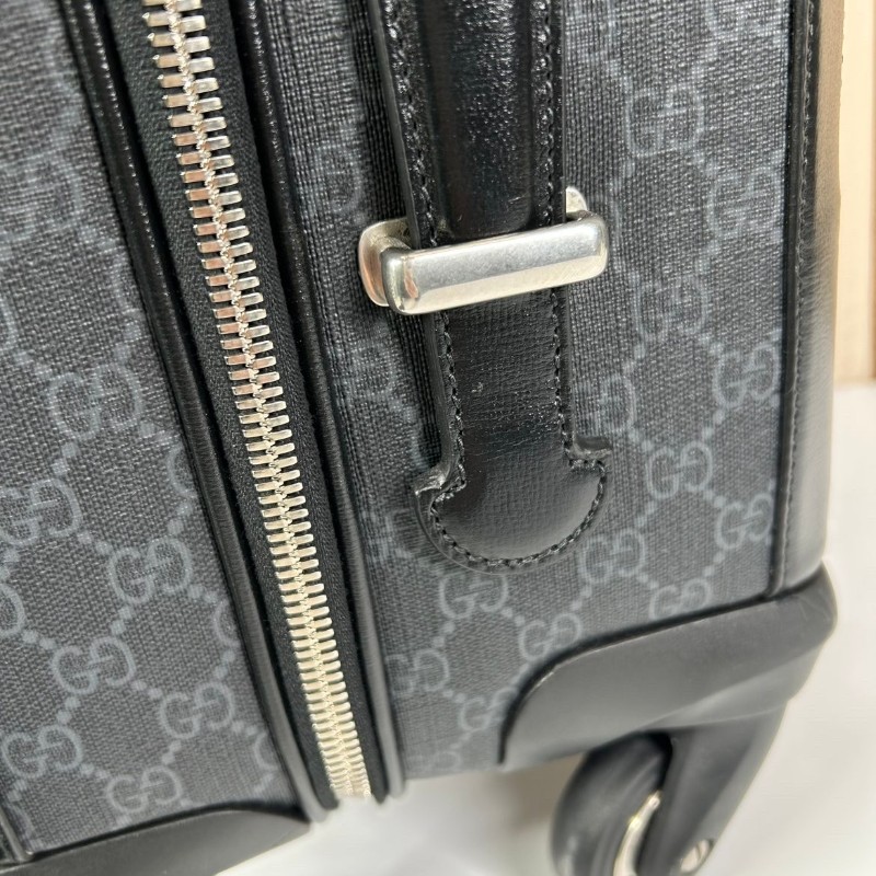 古馳Gucci  黑色老花行李箱拉杆箱登機箱 經典老花logo 做工精緻 容量大 拉杆順滑 萬向輪好推 旅行出差都很實用-22
