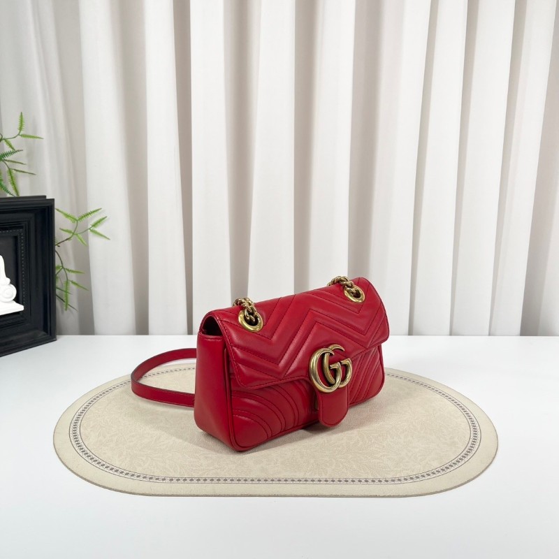 zzz GUCCI古馳 馬蒙22單肩斜挎包 古金色的經典雙G標誌 整體飽滿又精緻 出門輕便又百搭-1