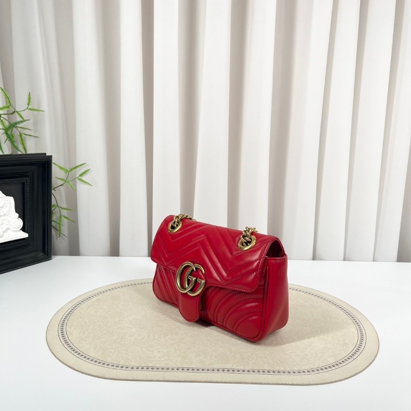 zzz GUCCI古馳 馬蒙22單肩斜挎包 古金色的經典雙G標誌 整體飽滿又精緻 出門輕便又百搭-2