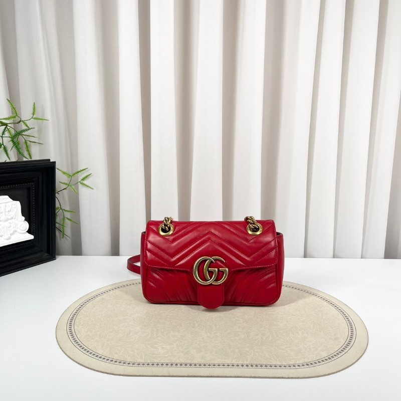 zzz GUCCI古馳 馬蒙22單肩斜挎包 古金色的經典雙G標誌 整體飽滿又精緻 出門輕便又百搭-5