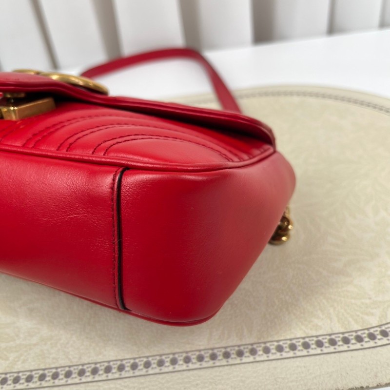 zzz GUCCI古馳 馬蒙22單肩斜挎包 古金色的經典雙G標誌 整體飽滿又精緻 出門輕便又百搭-12