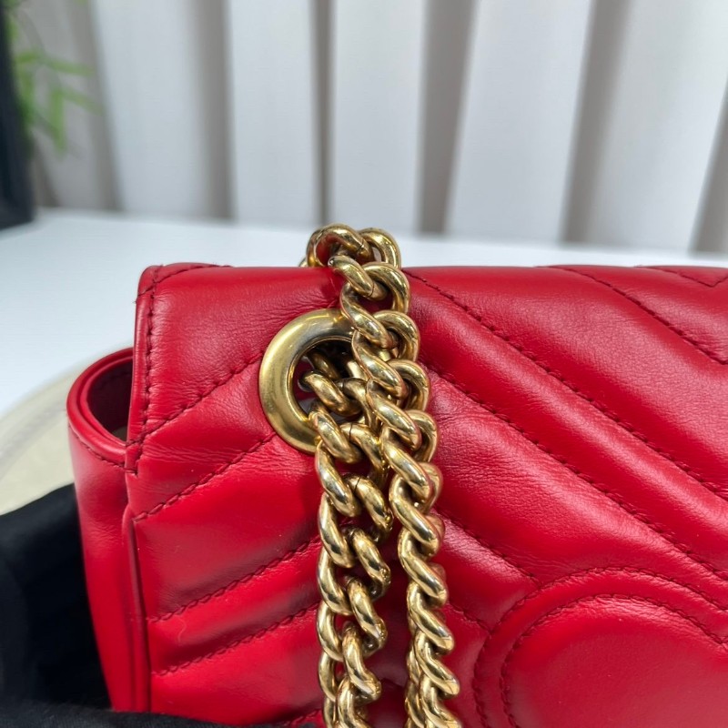 zzz GUCCI古馳 馬蒙22單肩斜挎包 古金色的經典雙G標誌 整體飽滿又精緻 出門輕便又百搭-13