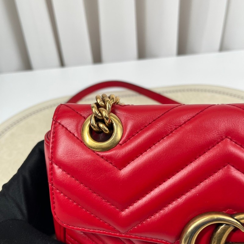 zzz GUCCI古馳 馬蒙22單肩斜挎包 古金色的經典雙G標誌 整體飽滿又精緻 出門輕便又百搭-17