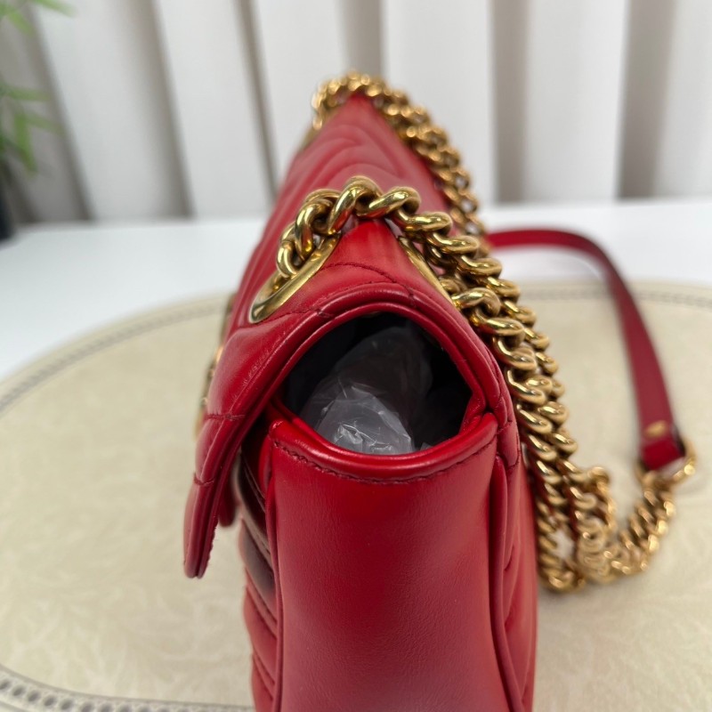 zzz GUCCI古馳 馬蒙22單肩斜挎包 古金色的經典雙G標誌 整體飽滿又精緻 出門輕便又百搭-18