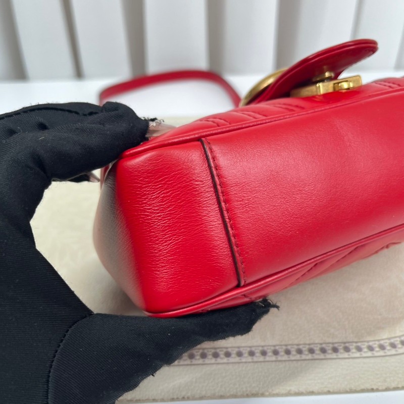 zzz GUCCI古馳 馬蒙22單肩斜挎包 古金色的經典雙G標誌 整體飽滿又精緻 出門輕便又百搭-19