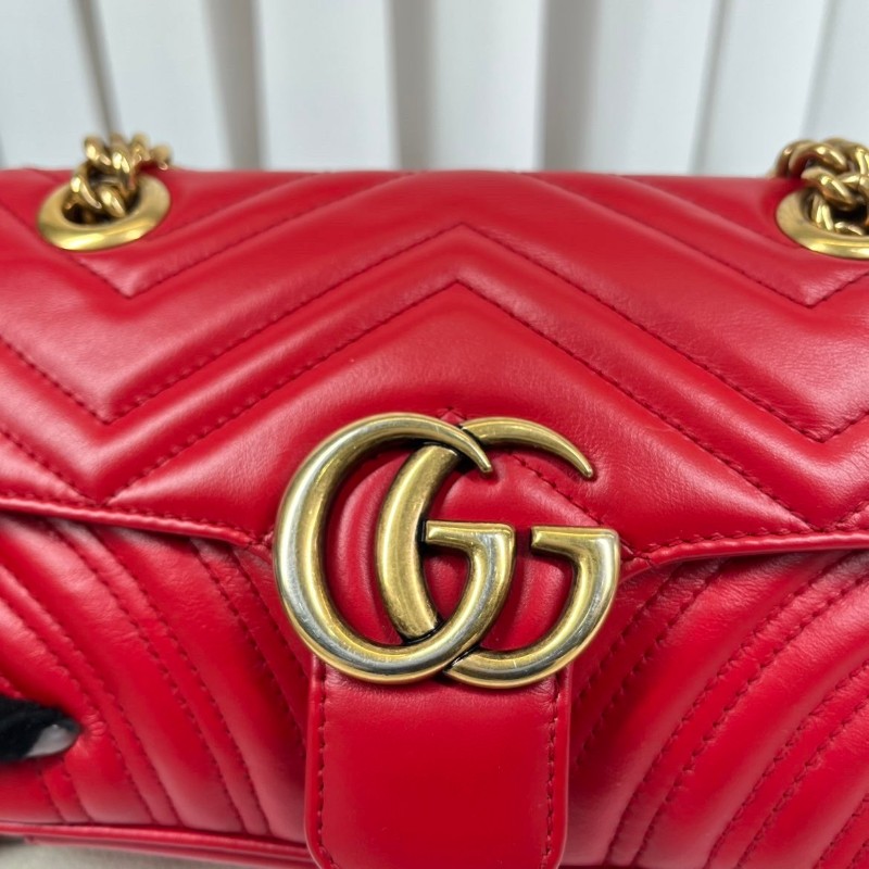 zzz GUCCI古馳 馬蒙22單肩斜挎包 古金色的經典雙G標誌 整體飽滿又精緻 出門輕便又百搭-24