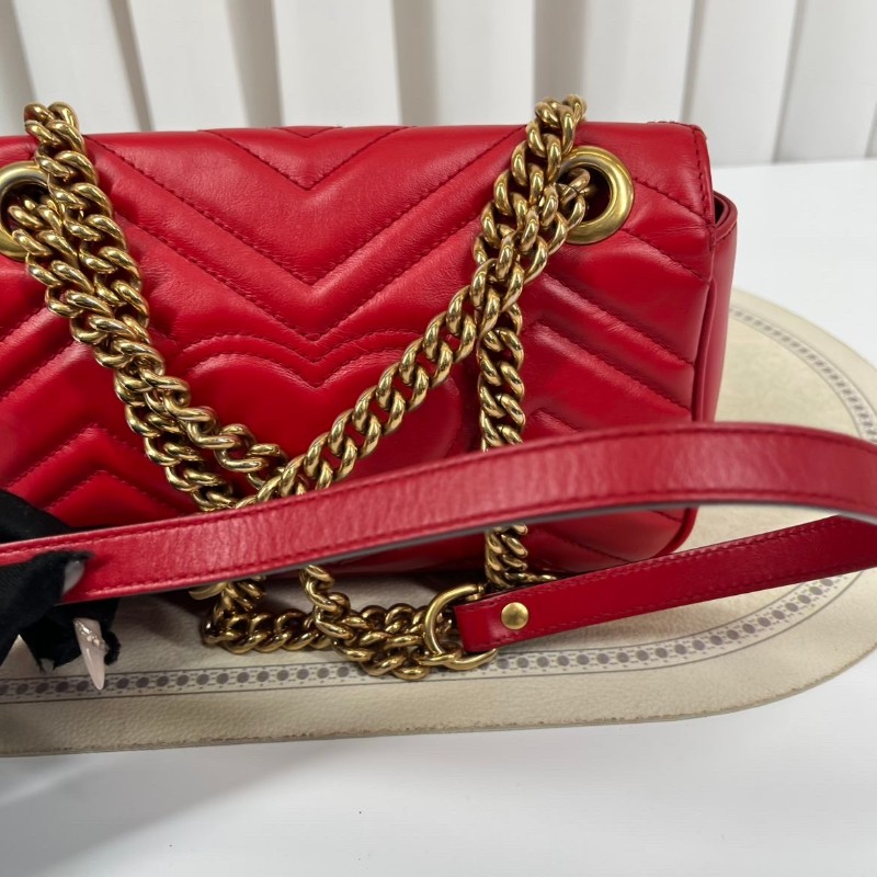 zzz GUCCI古馳 馬蒙22單肩斜挎包 古金色的經典雙G標誌 整體飽滿又精緻 出門輕便又百搭-26