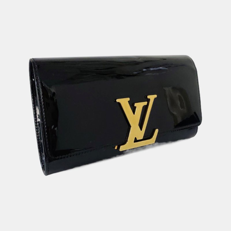 LOUIS VUITTON LOUISE黑色漆皮手拿包金色五金-3