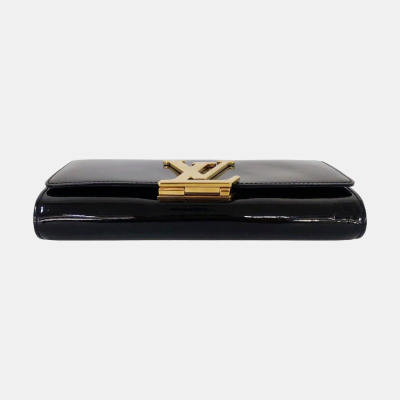 LOUIS VUITTON LOUISE黑色漆皮手拿包金色五金-5