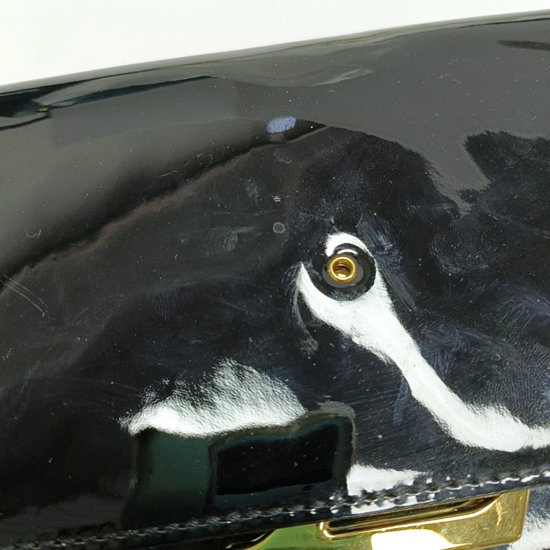 LOUIS VUITTON LOUISE黑色漆皮手拿包金色五金-7