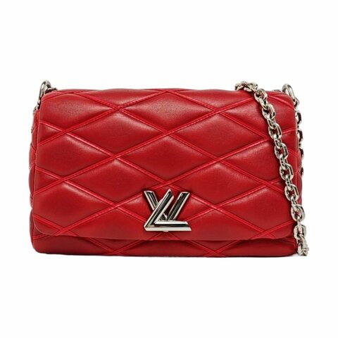 LOUIS VUITTON GO-14紅色羊皮絎縫單肩包銀色五金