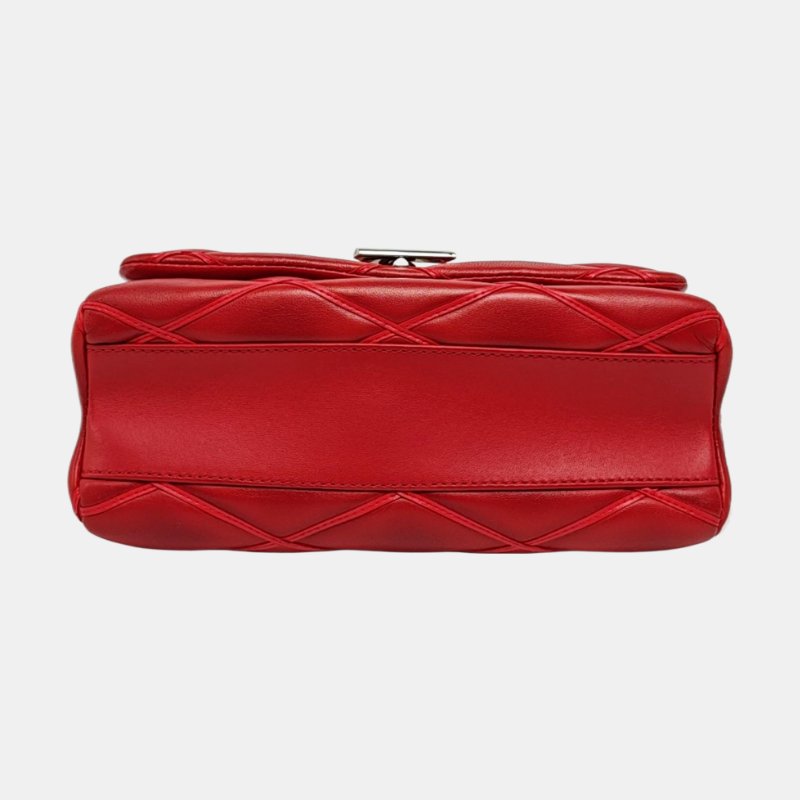 LOUIS VUITTON GO-14紅色羊皮絎縫單肩包銀色五金-5