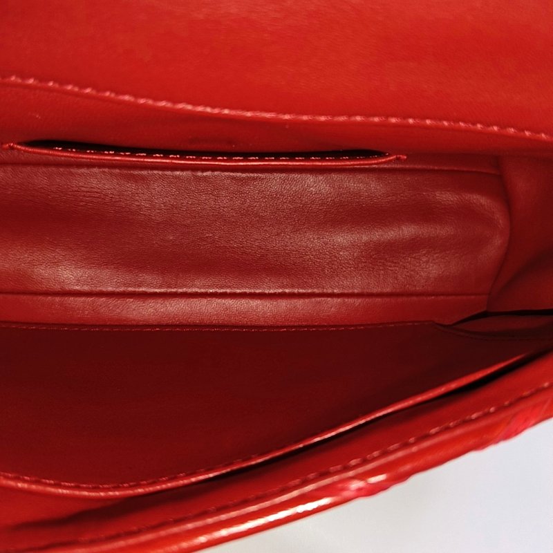 LOUIS VUITTON GO-14紅色羊皮絎縫單肩包銀色五金-6