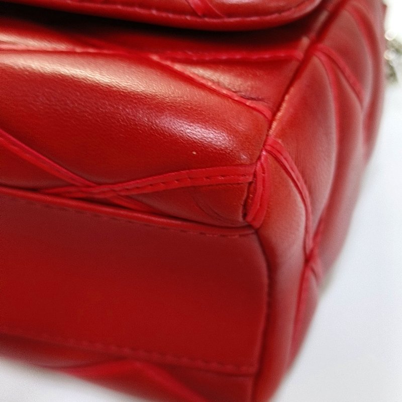 LOUIS VUITTON GO-14紅色羊皮絎縫單肩包銀色五金-10