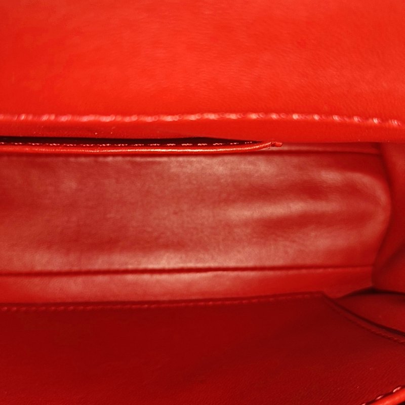 LOUIS VUITTON GO-14紅色羊皮絎縫單肩包銀色五金-11