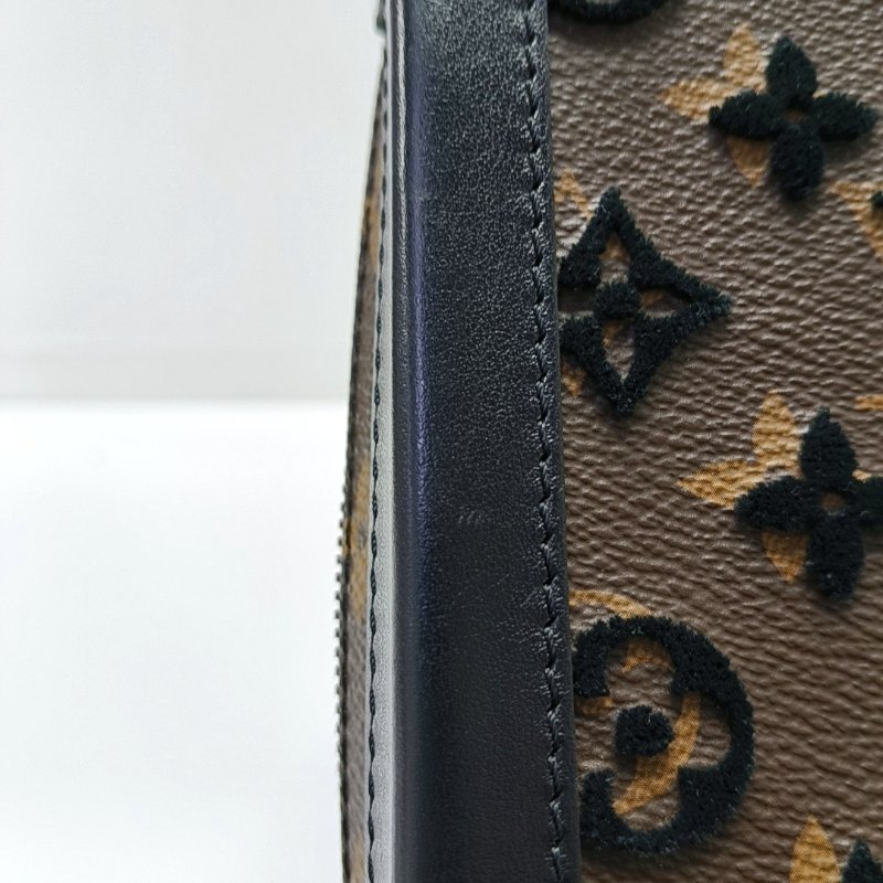 LOUIS VUITTON SOFT TRUNK棕色塗層帆布老花刺繡單肩包斜挎包銀色黑色五金可拆卸肩帶-8