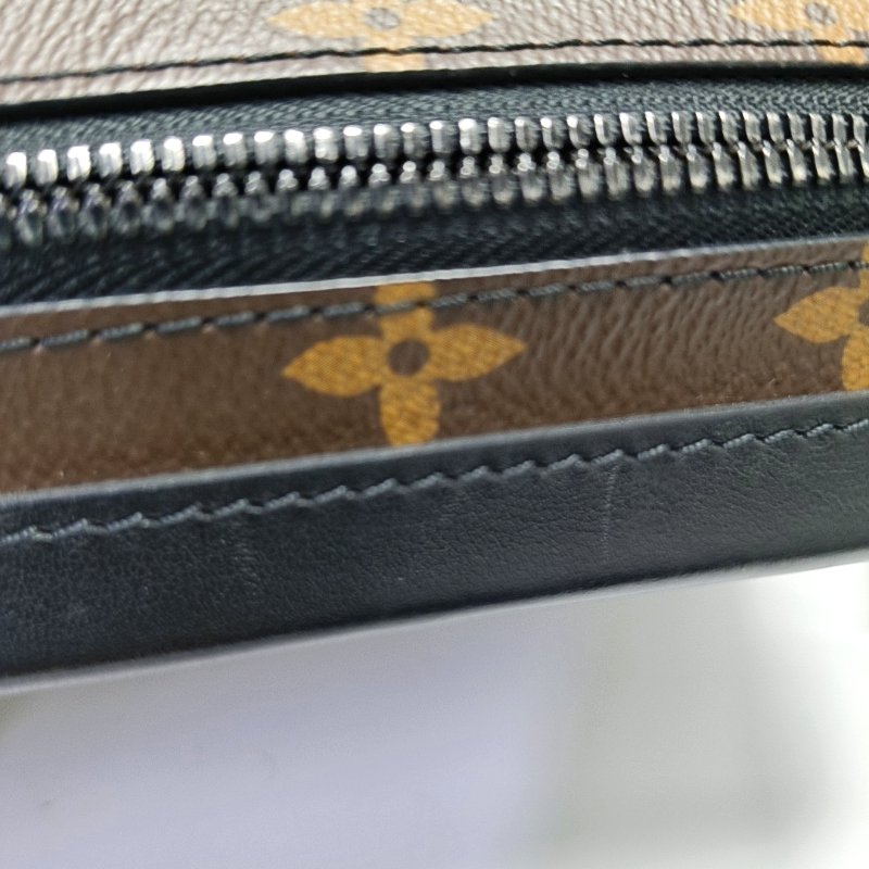 LOUIS VUITTON SOFT TRUNK棕色塗層帆布老花刺繡單肩包斜挎包銀色黑色五金可拆卸肩帶-9