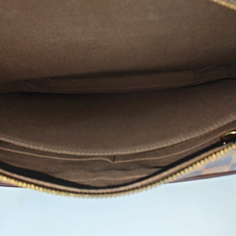 LOUIS VUITTON SHELTON中號棕色塗層帆布棋盤格郵差包斜挎包單肩包金色五金-6