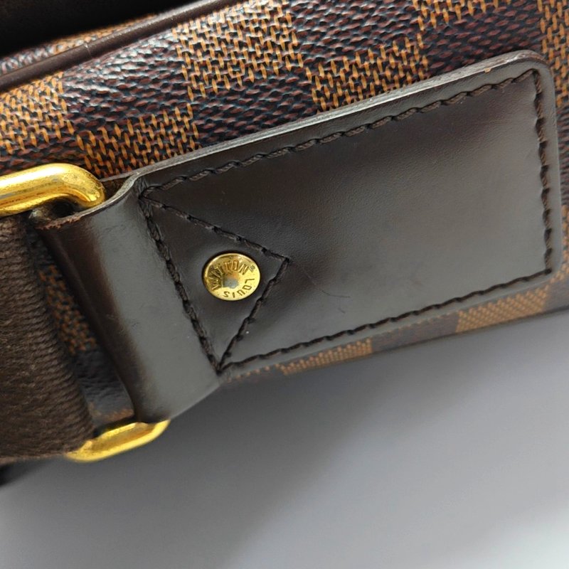 LOUIS VUITTON SHELTON中號棕色塗層帆布棋盤格郵差包斜挎包單肩包金色五金-10