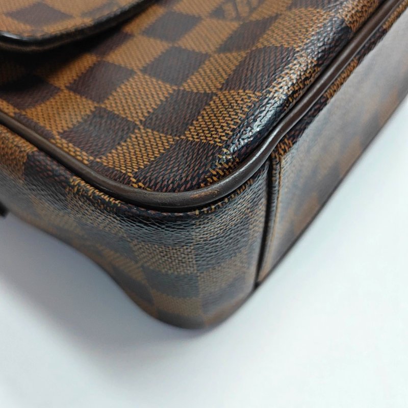 LOUIS VUITTON SHELTON中號棕色塗層帆布棋盤格郵差包斜挎包單肩包金色五金-13