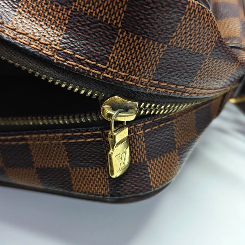 LOUIS VUITTON SHELTON中號棕色塗層帆布棋盤格郵差包斜挎包單肩包金色五金-14