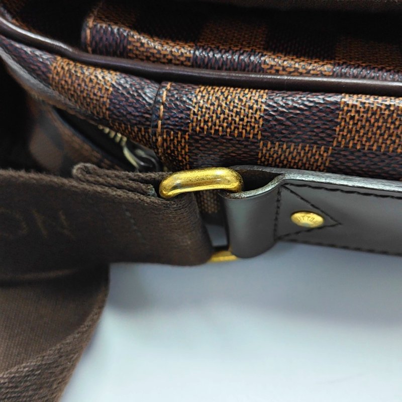 LOUIS VUITTON SHELTON中號棕色塗層帆布棋盤格郵差包斜挎包單肩包金色五金-15