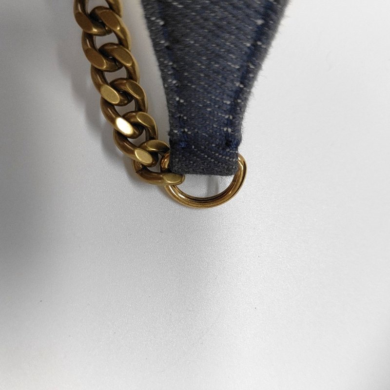 DIOR Diorama深藍色牛仔布藤格紋鉚釘盾牌包單肩包斜挎包金色五金可拆卸肩帶-16